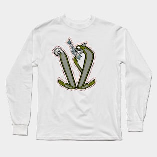 Celtic Cat Letter V Long Sleeve T-Shirt